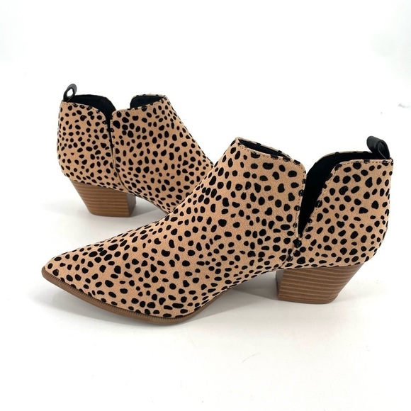 LULUS Marca Vegan Tan and Black Cheetah Print Cutout Slip On Ankle Booties - Picture 5 of 7